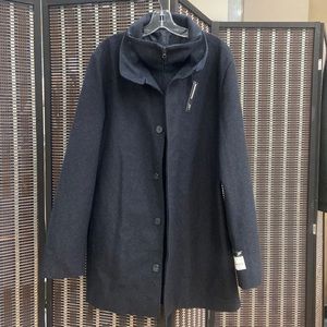 JF J. Ferrar Wool Lining Long Coat Trench Front Button and Zipper